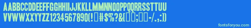 HeadlineOneHplhs Font – Green Fonts on Blue Background