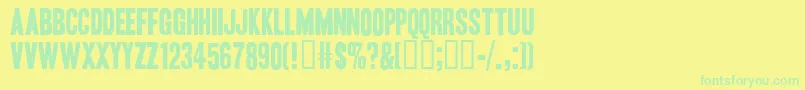 HeadlineOneHplhs Font – Green Fonts on Yellow Background