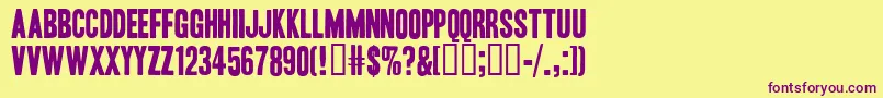HeadlineOneHplhs Font – Purple Fonts on Yellow Background