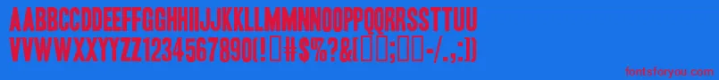 HeadlineOneHplhs Font – Red Fonts on Blue Background