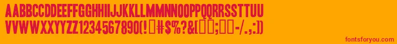 HeadlineOneHplhs Font – Red Fonts on Orange Background
