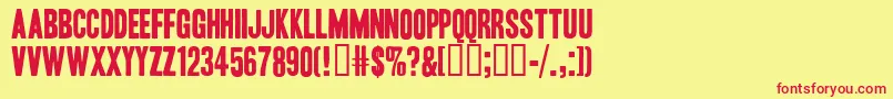 HeadlineOneHplhs Font – Red Fonts on Yellow Background