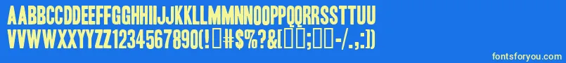 HeadlineOneHplhs Font – Yellow Fonts on Blue Background