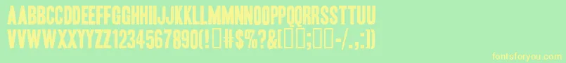 HeadlineOneHplhs Font – Yellow Fonts on Green Background