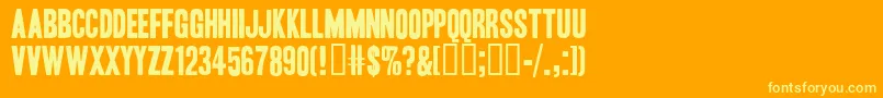 HeadlineOneHplhs Font – Yellow Fonts on Orange Background