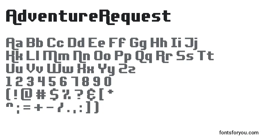 Шрифт AdventureRequest – алфавит, цифры, специальные символы