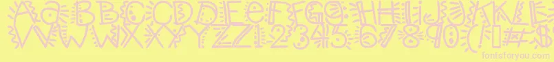 Manicpopthrill-fontti – vaaleanpunaiset fontit keltaisella taustalla