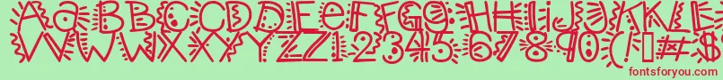 Manicpopthrill-fontti – punaiset fontit vihreällä taustalla