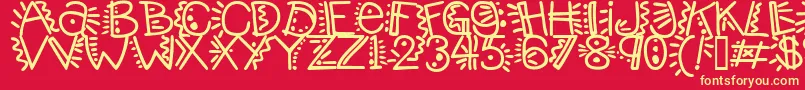 フォントManicpopthrill – 黄色の文字、赤い背景