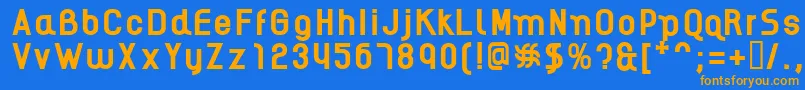 フォントAikelsoB – オレンジ色の文字が青い背景にあります。