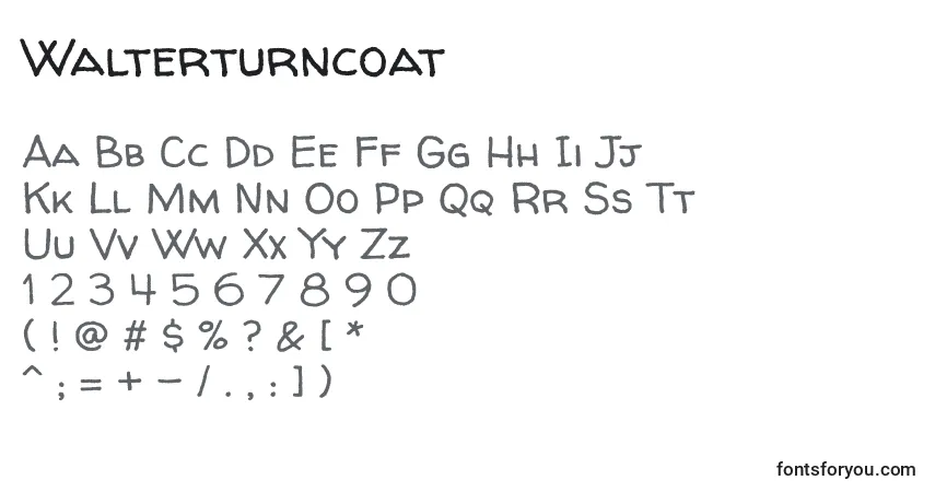 Czcionka Walterturncoat – alfabet, cyfry, specjalne znaki