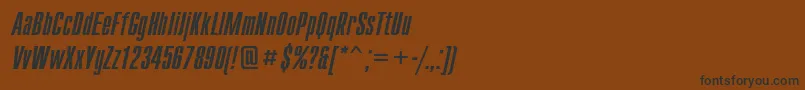 フォントCompactcItalic – 黒い文字が茶色の背景にあります