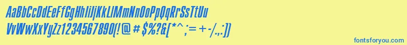 CompactcItalic Font – Blue Fonts on Yellow Background