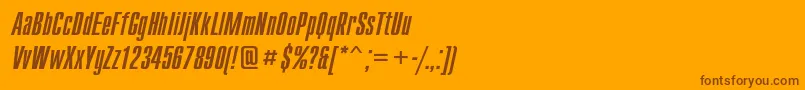 CompactcItalic-Schriftart – Braune Schriften auf orangefarbenem Hintergrund