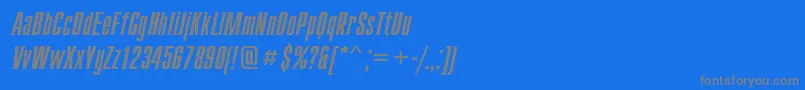 フォントCompactcItalic – 青い背景に灰色の文字