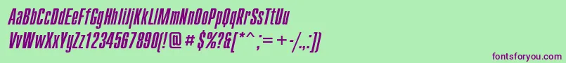 フォントCompactcItalic – 緑の背景に紫のフォント