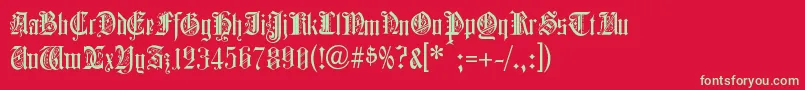 フォントColchesterBlack – 赤い背景に緑の文字