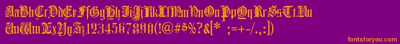 ColchesterBlack-fontti – oranssit fontit violetilla taustalla