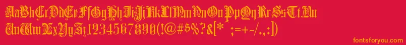 フォントColchesterBlack – 赤い背景にオレンジの文字