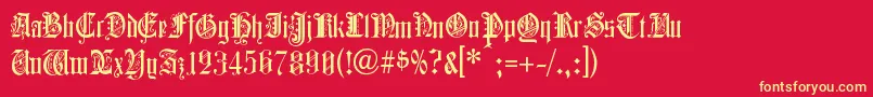 ColchesterBlack-fontti – keltaiset fontit punaisella taustalla