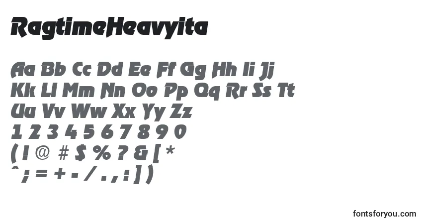 Schriftart RagtimeHeavyita – Alphabet, Zahlen, spezielle Symbole