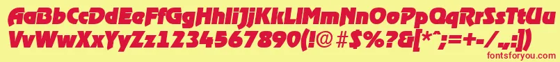 RagtimeHeavyita Font – Red Fonts on Yellow Background
