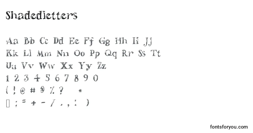 Fuente Shadedletters - alfabeto, números, caracteres especiales