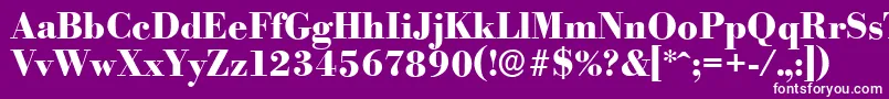 フォントBodoniserialXboldRegular – 紫の背景に白い文字