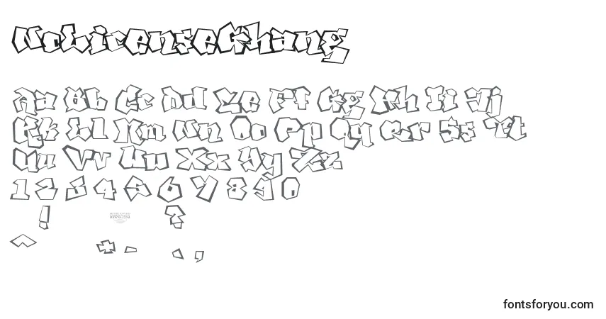 Шрифт NoLicenseGhang – алфавит, цифры, специальные символы