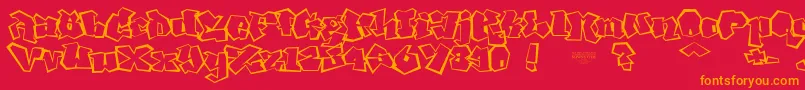 フォントNoLicenseGhang – 赤い背景にオレンジの文字