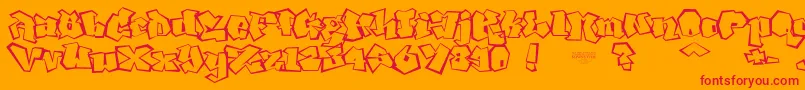 NoLicenseGhang-Schriftart – Rote Schriften auf orangefarbenem Hintergrund