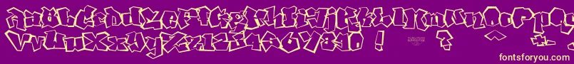 NoLicenseGhang-Schriftart – Gelbe Schriften auf violettem Hintergrund