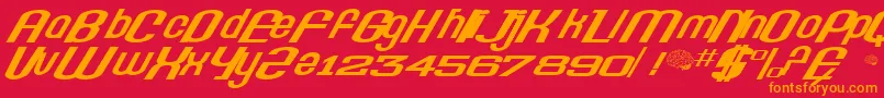 フォントPrecision – 赤い背景にオレンジの文字