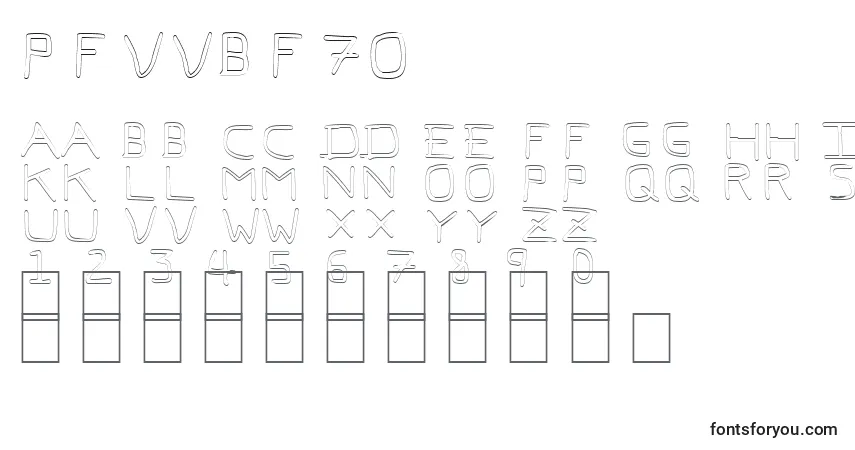 Czcionka Pfvvbf7o – alfabet, cyfry, specjalne znaki