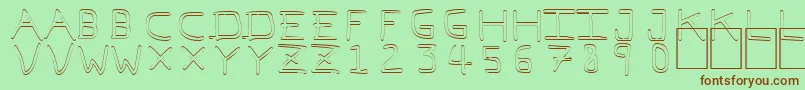 フォントPfvvbf7o – 緑の背景に茶色のフォント