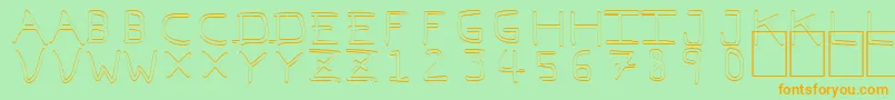 Pfvvbf7oフォントについての詳細 フォントPfvvbf7o – オレンジの文字が緑の背景にあります。