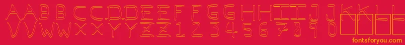 Pfvvbf7o-Schriftart – Orangefarbene Schriften auf rotem Hintergrund