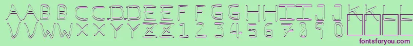 Pfvvbf7o-Schriftart – Violette Schriften auf grünem Hintergrund