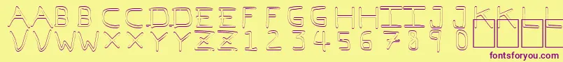 Pfvvbf7o-fontti – violetit fontit keltaisella taustalla