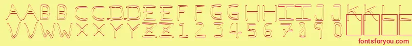 フォントPfvvbf7o – 赤い文字の黄色い背景