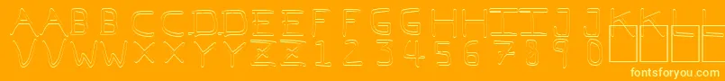 Pfvvbf7o-fontti – keltaiset fontit oranssilla taustalla