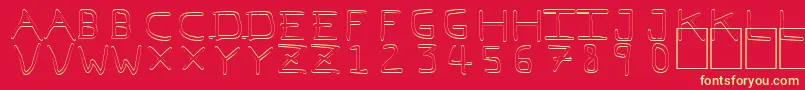 Pfvvbf7o-fontti – keltaiset fontit punaisella taustalla
