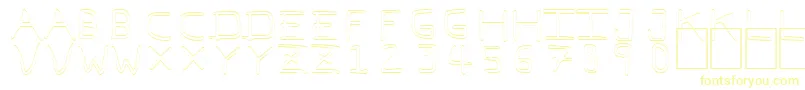 フォントPfvvbf7o – 白い背景に黄色の文字