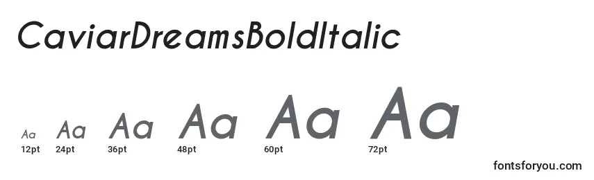 Размеры шрифта CaviarDreamsBoldItalic