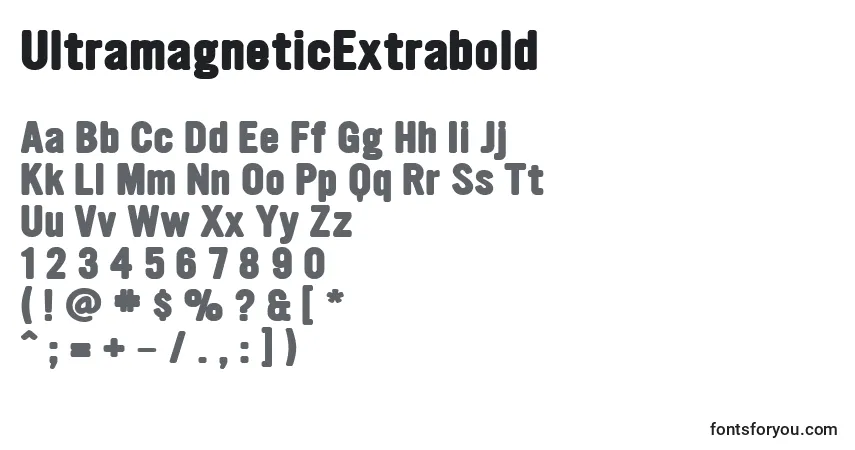 A fonte UltramagneticExtrabold – alfabeto, números, caracteres especiais