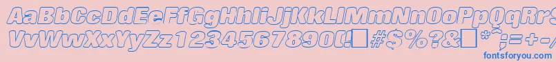 RollingoutlineItalic Font – Blue Fonts on Pink Background