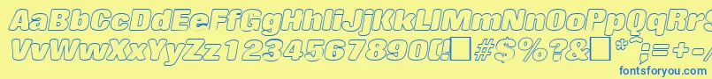 RollingoutlineItalic Font – Blue Fonts on Yellow Background