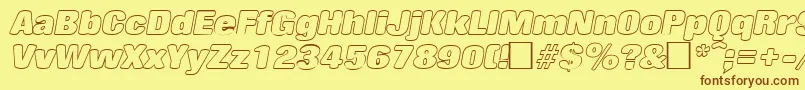 RollingoutlineItalic Font – Brown Fonts on Yellow Background