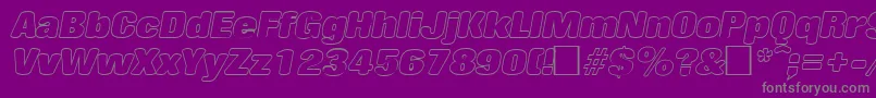RollingoutlineItalic-fontti – harmaat kirjasimet violetilla taustalla