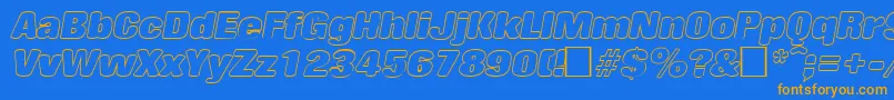 RollingoutlineItalic Font – Orange Fonts on Blue Background